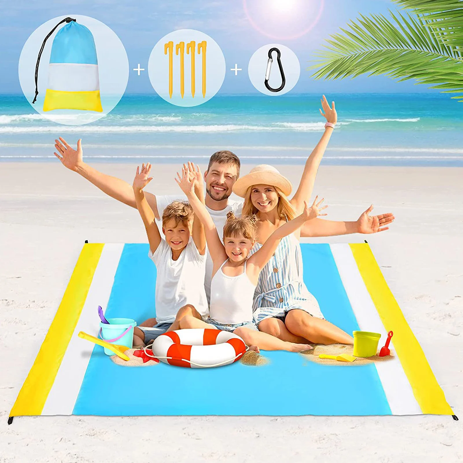 

Sand Free Beach Blanket Big & Compact Sand-Free Mat Quick DryingLightweight & Durable Blanket Beach Accessories