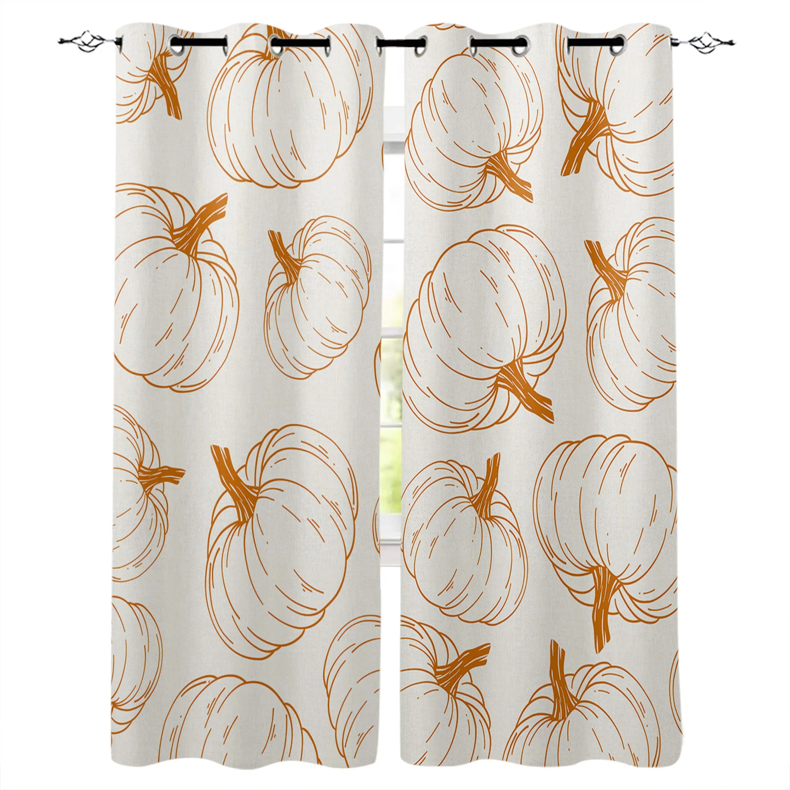 

Осенние оконные шторы с текстурой тыквы для гостиной, спальни, домашний декор, кухонные шторы, современные занавески для балкона
