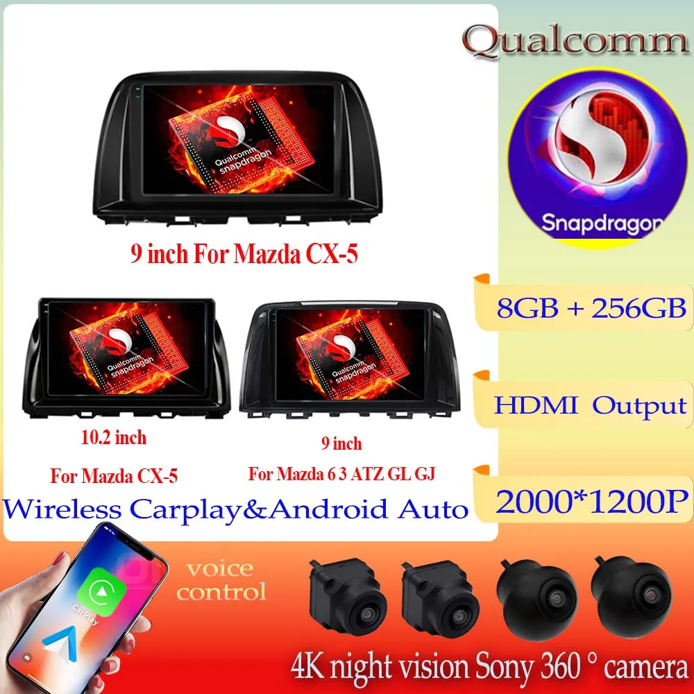 

Android13 Qualcomm Snapdragon For Mazda CX5 CX-5 CX 5 2012 - 2015 For Mazda 6 3 ATZ GL GJ 2012 – 2017 Navigation GPS Auto Radio