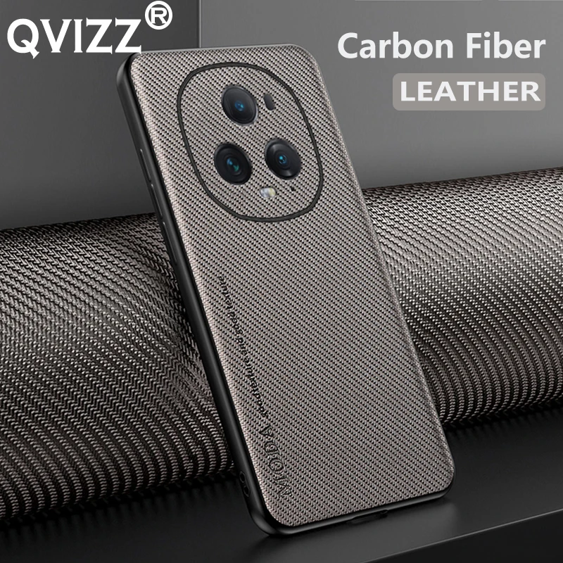 

Luxury Leather Case for Huawei Honor Magic5 Ultimate Carbon Fiber Soft Edges Armor Shockproof Phone Cover HonorMagic5Ultimate