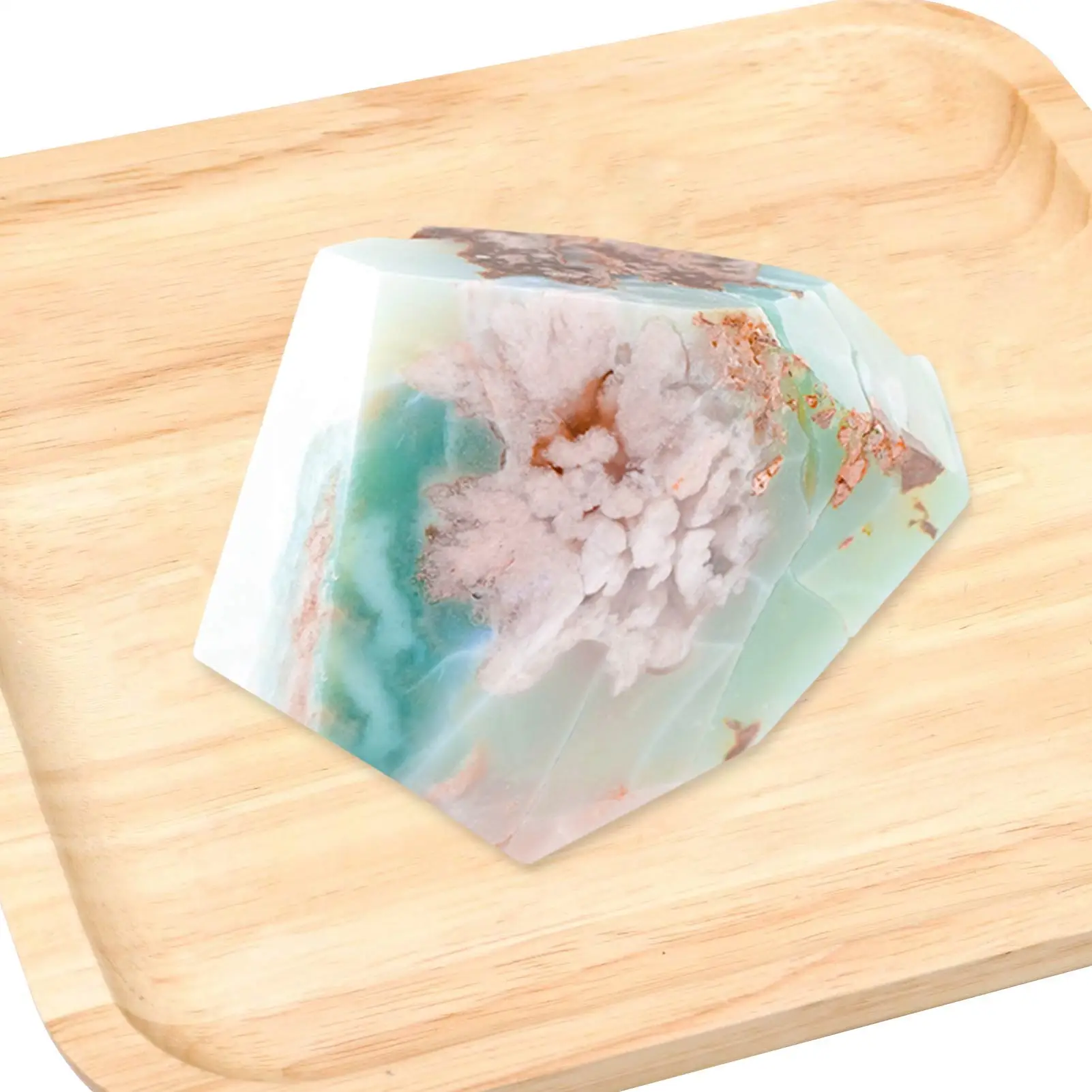 

Natural Healing Cherry Green Agates Good Luck Geometric Green Flower Agate For Home & Office Decors Develops The Heart Chakra