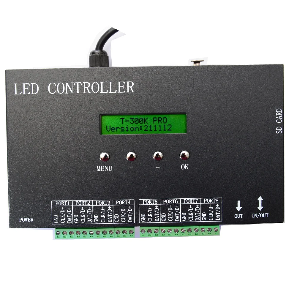 

T-300K PRO T300K PRO led pixel controller RGB PC on line pixel full color Controller VIA PC SD Card 8 ports ws2811 ws2801