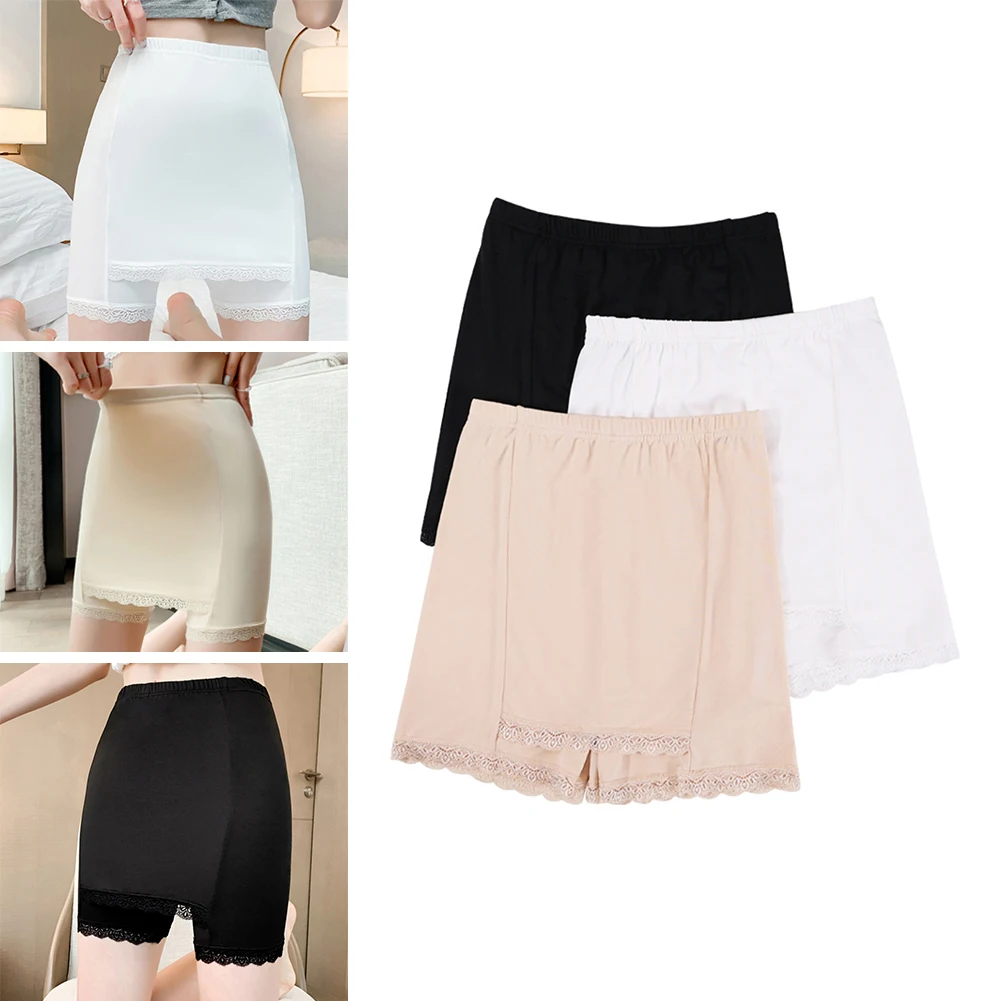 

Трусы-боксеры женские кружевные бесшовные, двухслойные шорты-боксеры, нижнее белье для девушек, тонкие свободные шорты