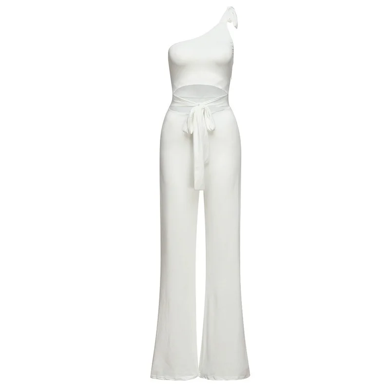 2023 Summer Women Solid Sexy Sleeveless Strapless Jumpsuit Elegant Woman Bandage Long Wide Leg Jumpsuits Indie Black Streetwear