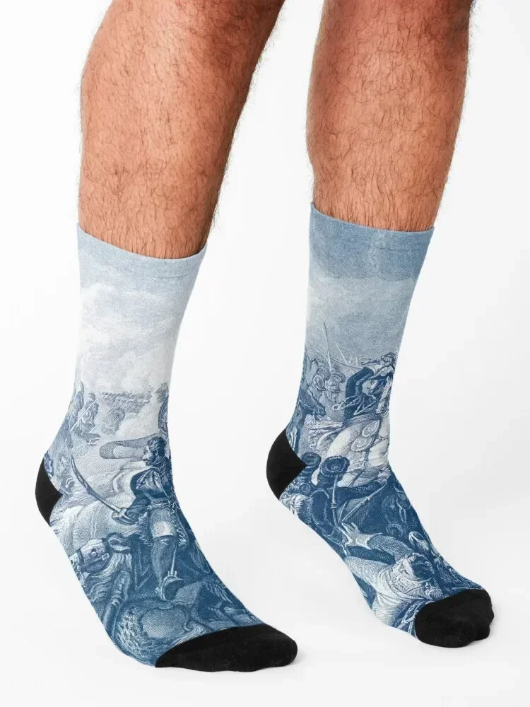 Синие китайские носки в стиле ватерлолоо детские спортивные мужские женские