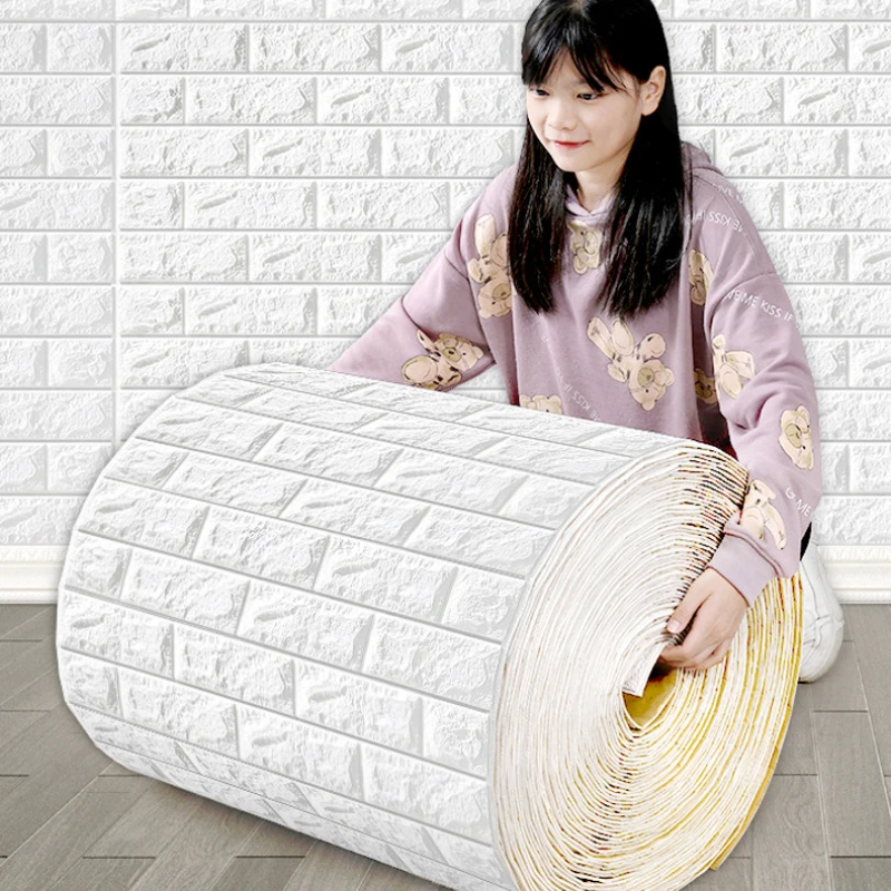 

Самоклеящаяся пенопластовая плитка для творчества 10 м, обивка, кухонная комната, домашнее украшение для стен, водостойкая 3D Наклейка на стену, рулон обоев