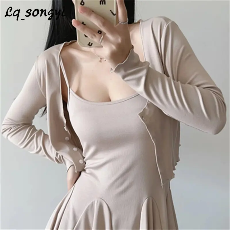 

Женский короткий кардиган с длинным рукавом, облегающая однобортная Спортивная футболка с большим круглым вырезом, весна-лето 2023