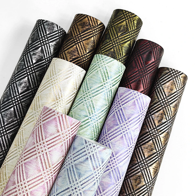 

30x137cm Vintage Embossed Lattice Leather Sheets PU Synthetic Leather Cuero for Luggage, Handbags, Shoe Materials, Box,crafts