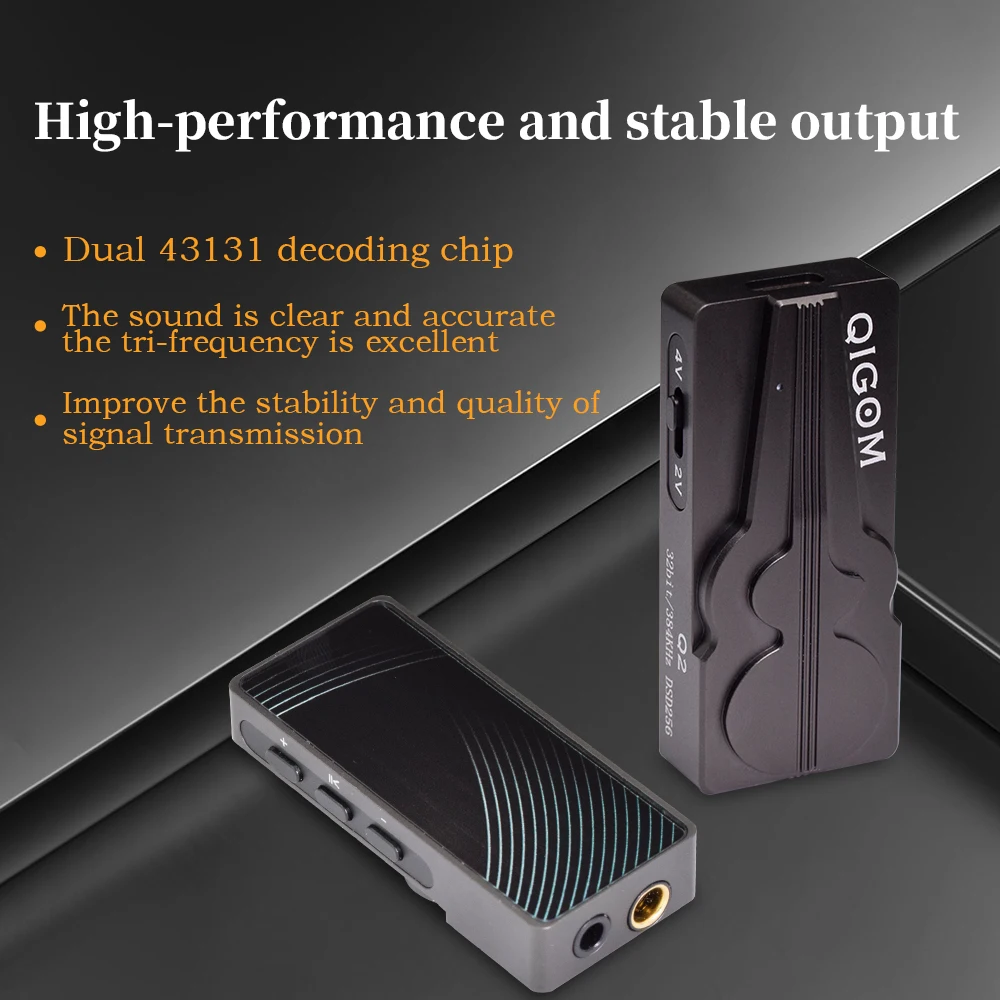 Фото QIGOM Q2 USB C DAC усилитель для наушников с чипом CS43131, Hi-Res Audio 24бит/192кГц, портативный усилитель для IEM-наушников для аудиофилов. №3