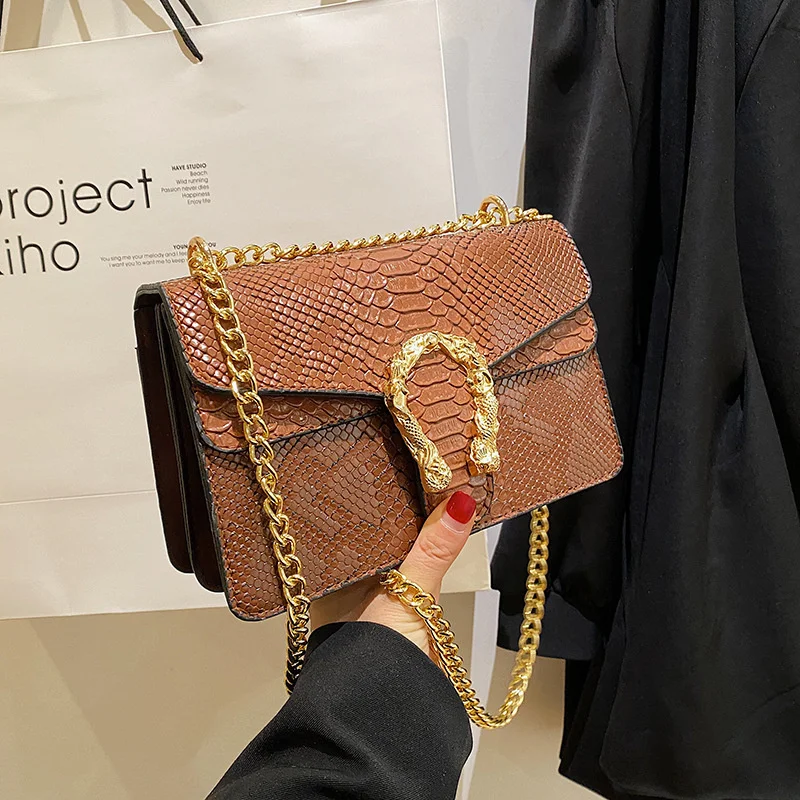 

Women's Handbags Shoulder Bag 2023 New Female Snakeskin Chain Bag Color Messenger Bag Luxury Design Ladie Crossbody Bag Tote Bag
