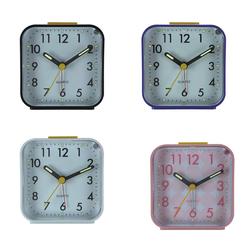 

Silent Bedside Alarm Clock Non-Ticking Clocks with Light Plastic Battery-Operated Touching for Bedroom Home