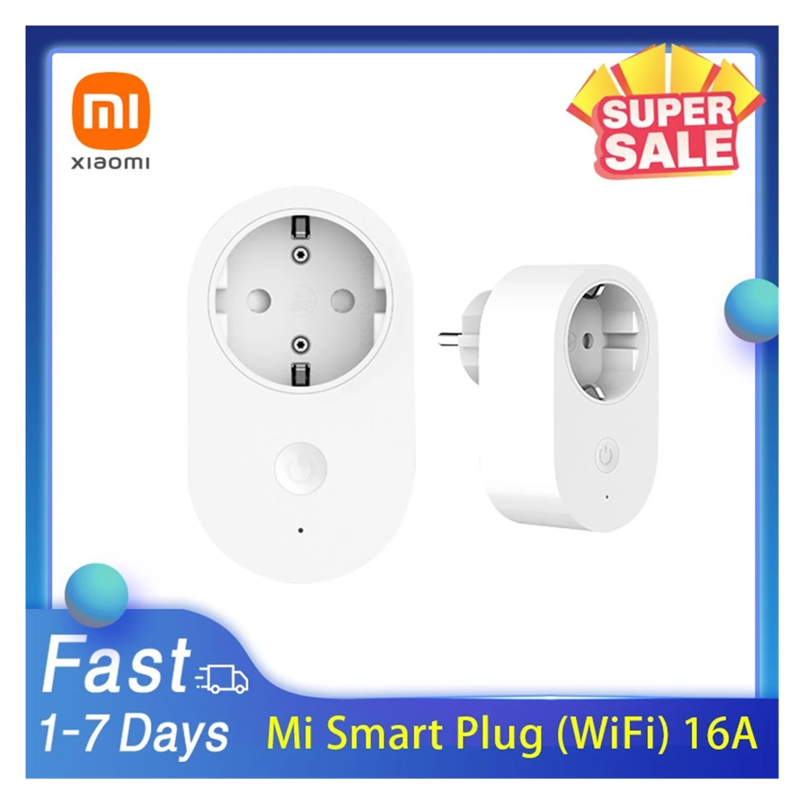 

NEW Global Version Xiaomi Mi Smart Plug WiFi 16A EU Power Adapter Wireless Switch Socket Extension Mi Home App Remote Control