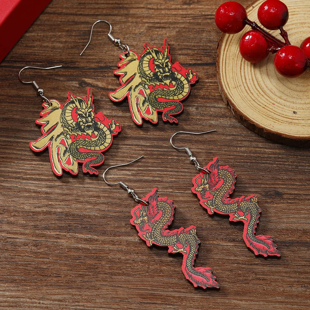 Деревянные серьги-кисточки В Форме Дракона в форме капли воды 2024