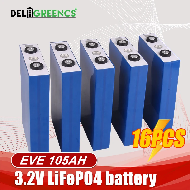 

16PCS 105AH LiFePO4 48V Battery Pack 3.2V Lithium iron Phosphate 24V 12V Rechargeable Pack for Solar Grade A EU US Tax Free