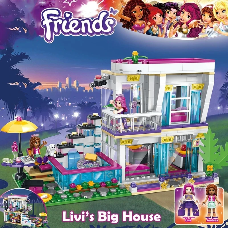 

760PCS Pop Star Livi's House Building Block Compatible Legoinglys Friends for Girls Figures Bricks Educational Toys for Children