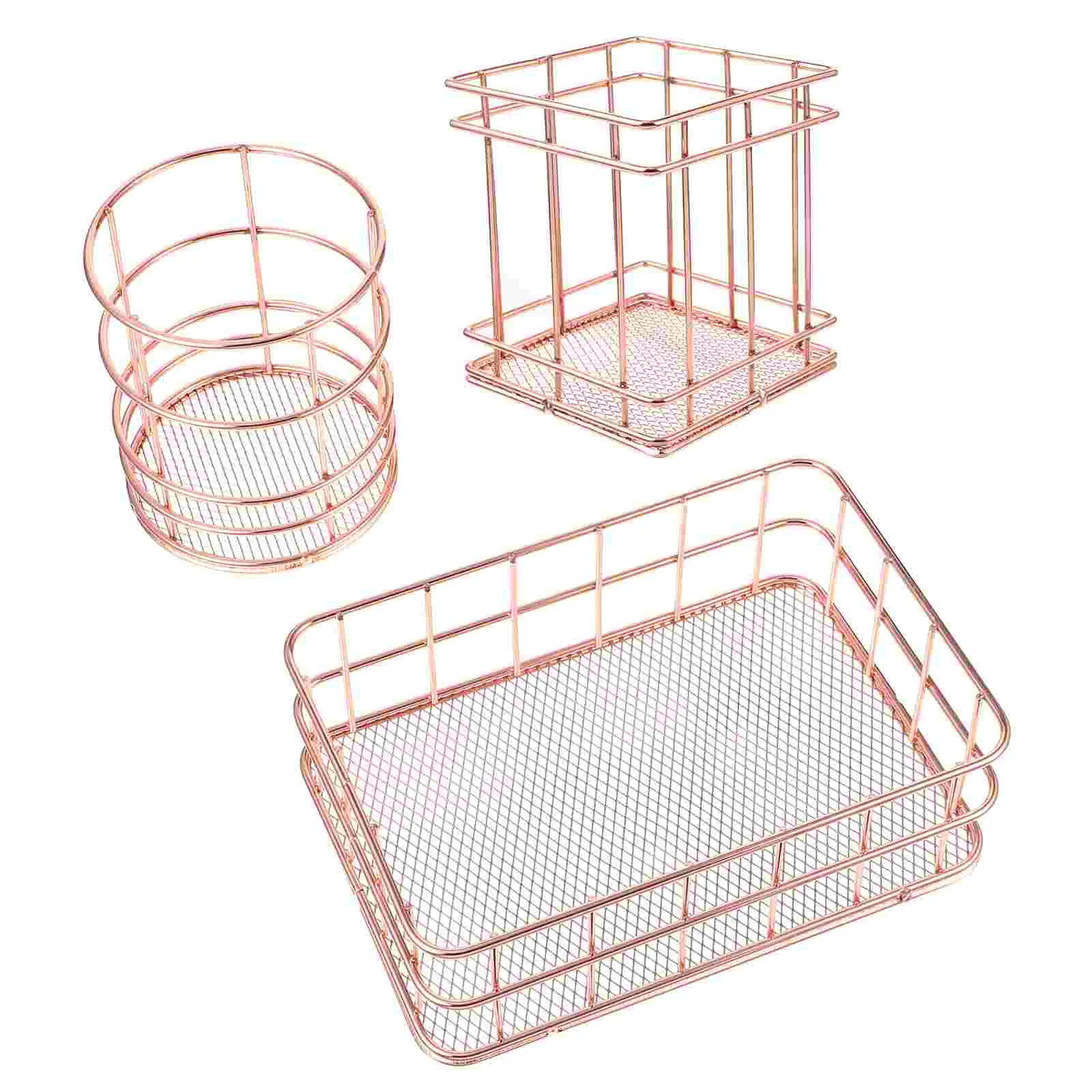

Wrought Iron Storage Basket Hollow-carved Mesh Stainless Steel Container Pen Organizer Magnetic