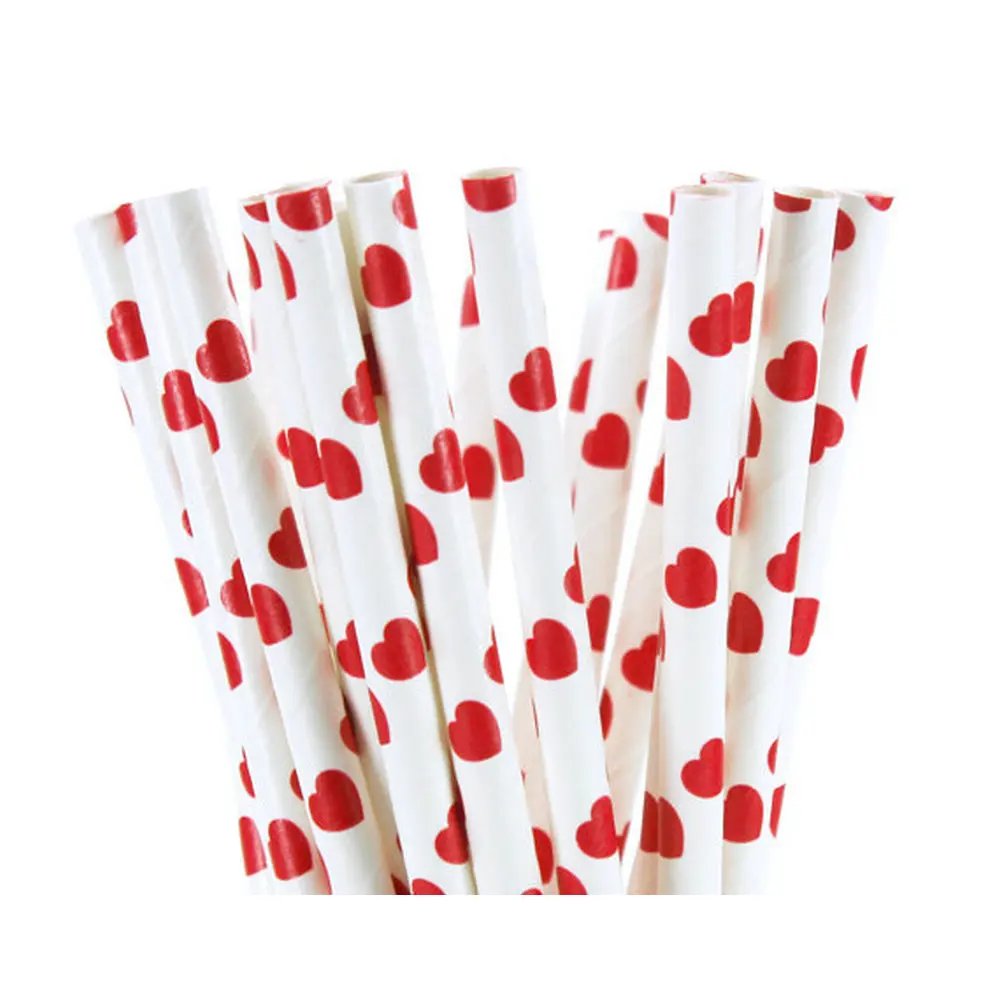25 шт./лот цветные бумажные соломинки с сердцем для дня рождения свадьбы украшения