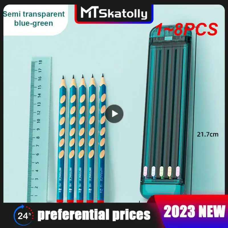 

1 ~ 8 шт., маленькая коробка для ручек 8 в 1, с 5 карандашами, 1 ластиком и 1 Линейкой, подходит для детей в школе