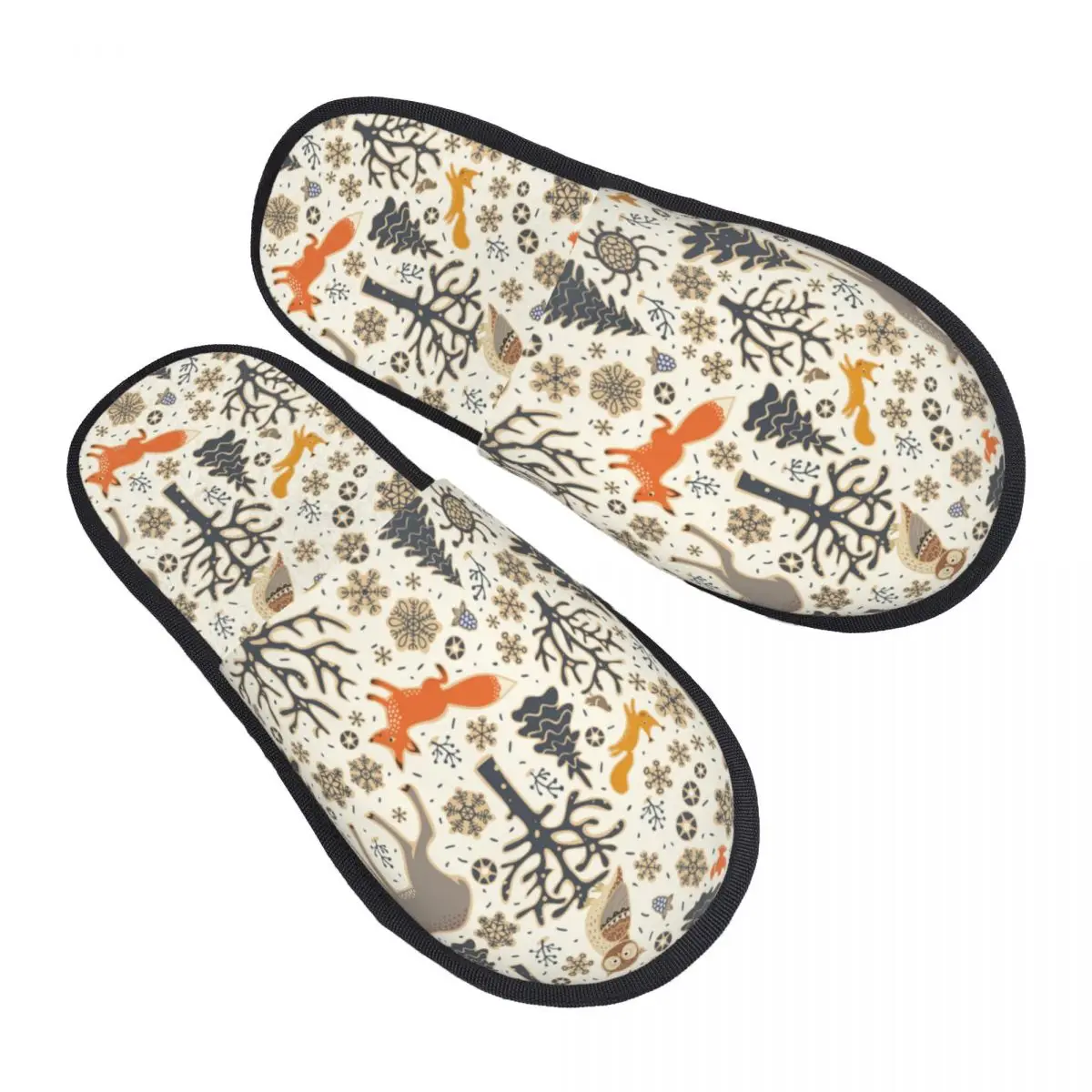 

Fur Slipper For Women Men Fashion Fluffy Winter Warm Slippers Forest Animals Pattern House Shoes