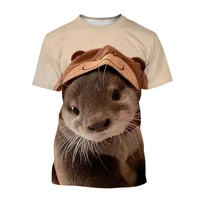 unisex 2022 summer t shirt popular 3d animal print otter casual cute short sleeve breathable loose 6xl t shirt men tops tees