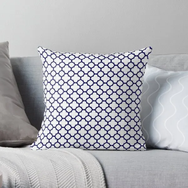 

Navy Blue And White Quatrefoil Pattern Printing Throw Pillow Cover Decor Wedding Throw Hotel Anime Waist Pillows not include