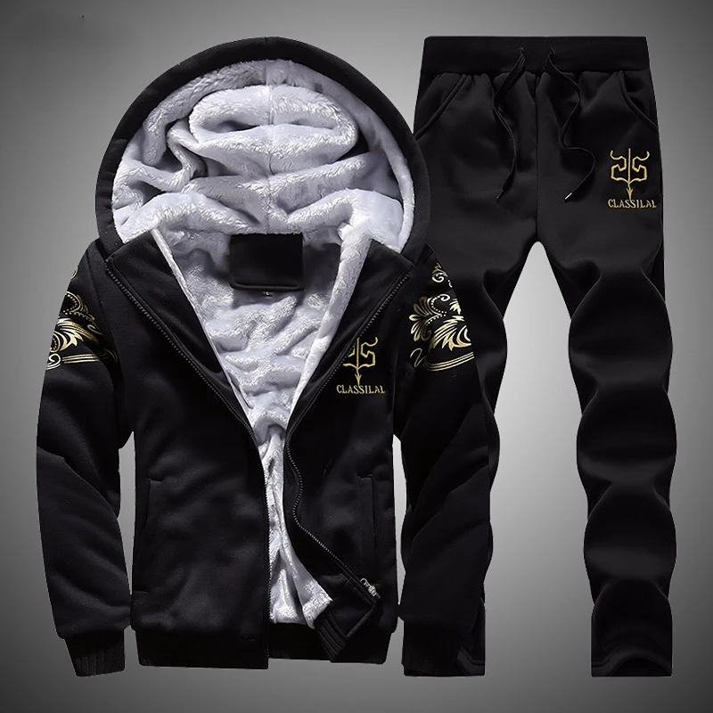 

Sveno Winter Men Tracksuit 2022 New Fleece Lined Jacket Sweatpants Male Thick Warm Tracksuits Casual Slim Fit Mens Fashion Sets