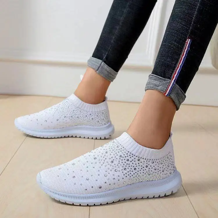 

2022 New Spring Summer Designer Crystal Mesh Casual Cozy Loafers Flats Sports Shoes Sneakers Running Breathable Vulcanized Shoes