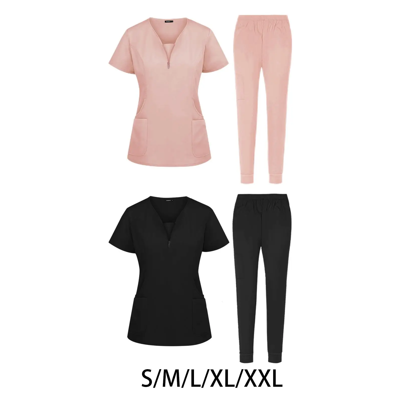 

Nursing Scrub Set Nurse Uniform Salon Accessories Suit Lab V Neck Healthcare