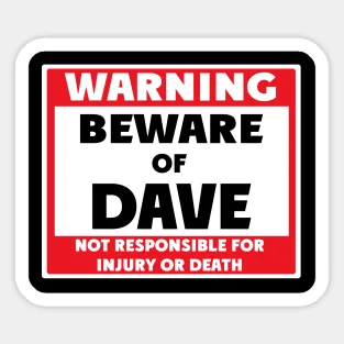 

Beware Of Dave 5PCS Stickers for Decor Living Room Home Funny Wall Cute Kid Print Cartoon Background Anime Car Stickers