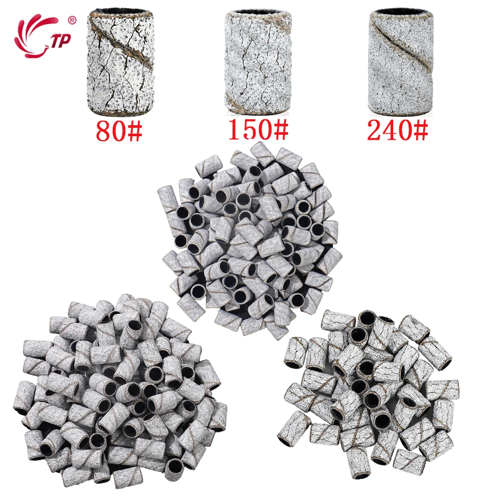 

100 шт./упак. #80 #150 #180 #240 шлифовальные ленты Zebra Sand Ring Bit электрическая дрель для маникюра и педикюра, шлифовальный инструмент