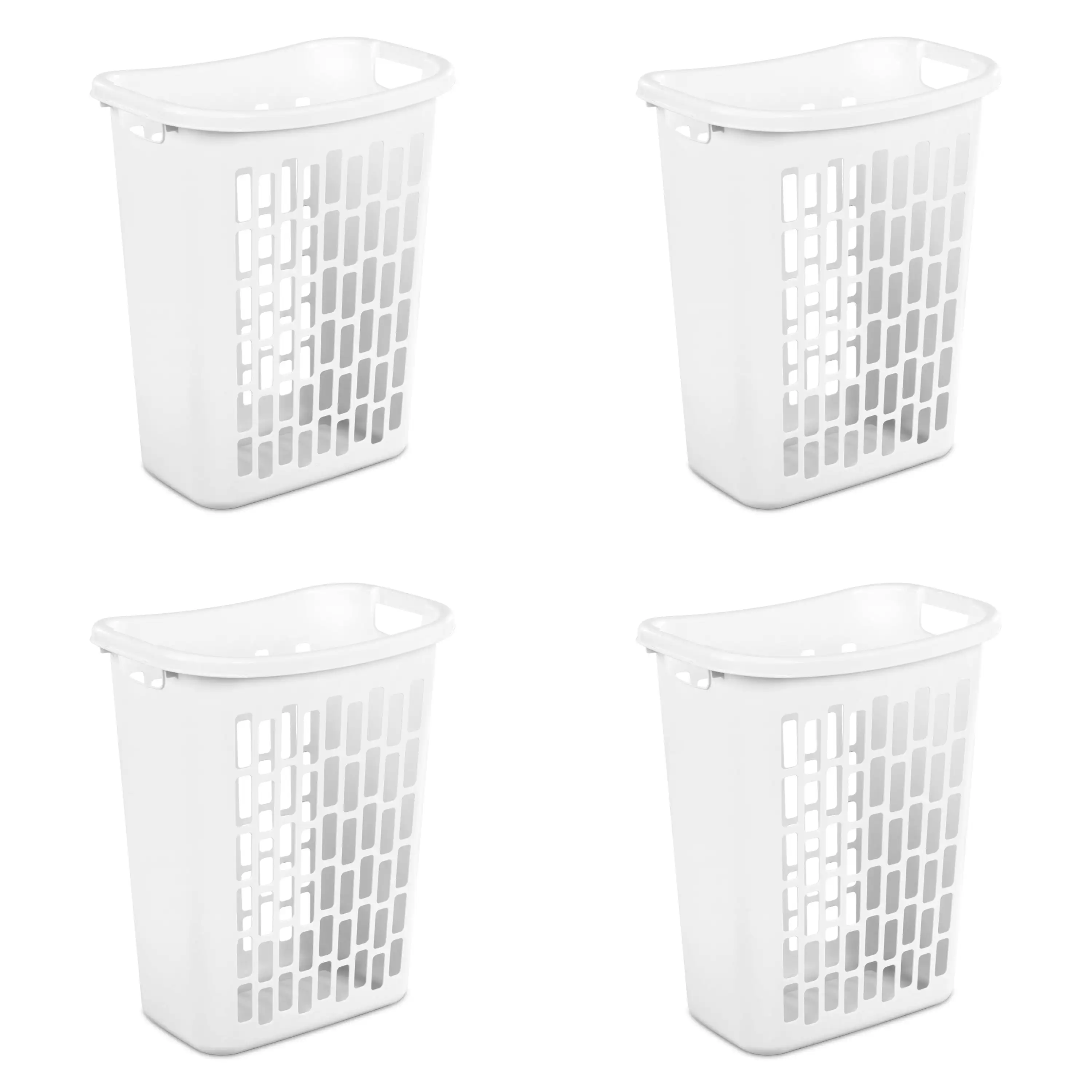 

Mainstays Rectangular Open Laundry Hamper Plastic, White, Set of 4