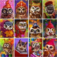 gatyztory oil painting by number cute owl diy pictures by numbers animal kits hand painted paintings drawing on canvas gift home