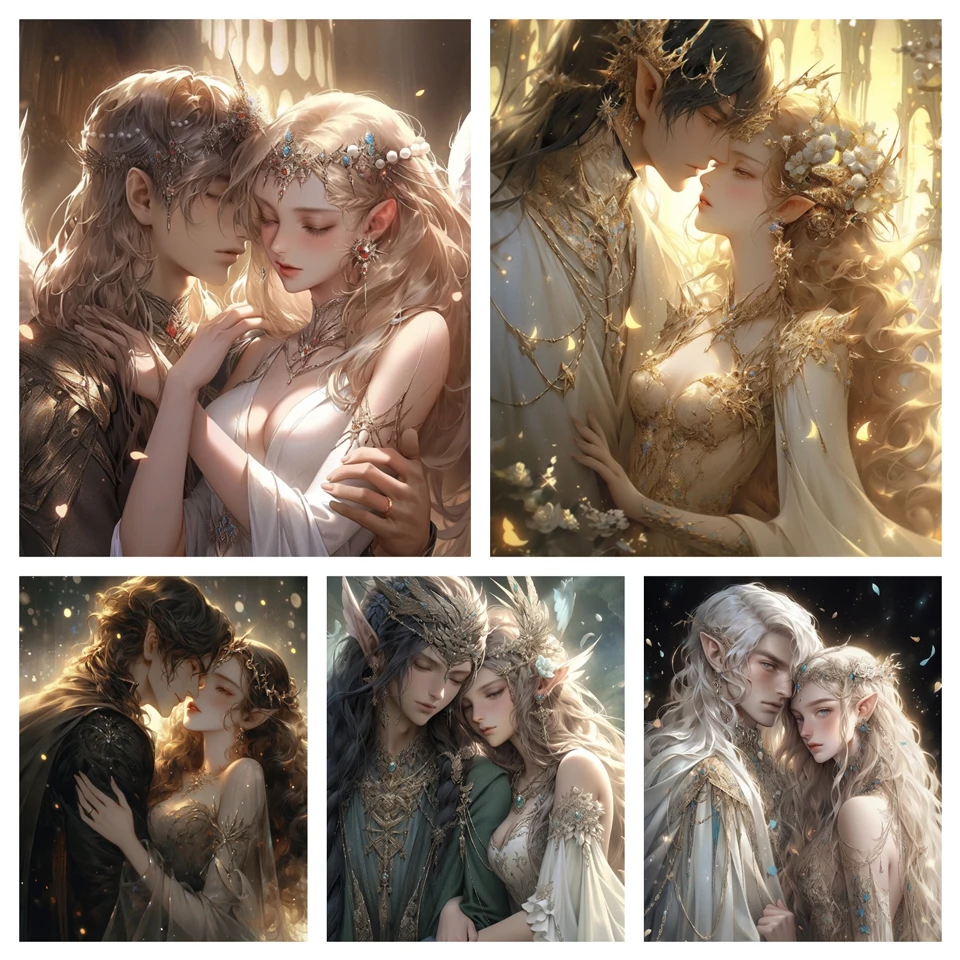 Алмазная картина &quotФея девушка принц эльф&quot 5D полная