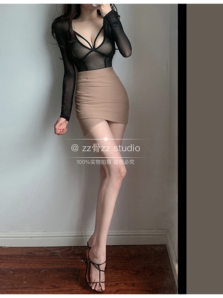 Новая Корейская облегающая привлекательная однотонная плиссированная мини-юбка