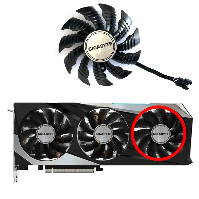 Заменяемый вентилятор для игровой видеокарты GIGABYTE Radeon RX6800 6800XT 6900XT 82 мм T128015SU