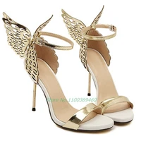 butterfly wings hollow sandals stiletto high heel ankle buckle sexy open toe banquet party women shoes summer new european style