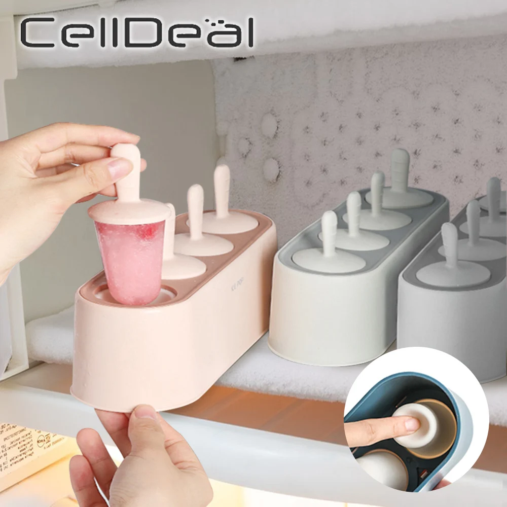 

Popsicle Mold Set 4 Grids Homemade Silicone Popsicle Maker Easy Release Ice Cream Molds Reusable DIY Molds Kitchen Gadgets