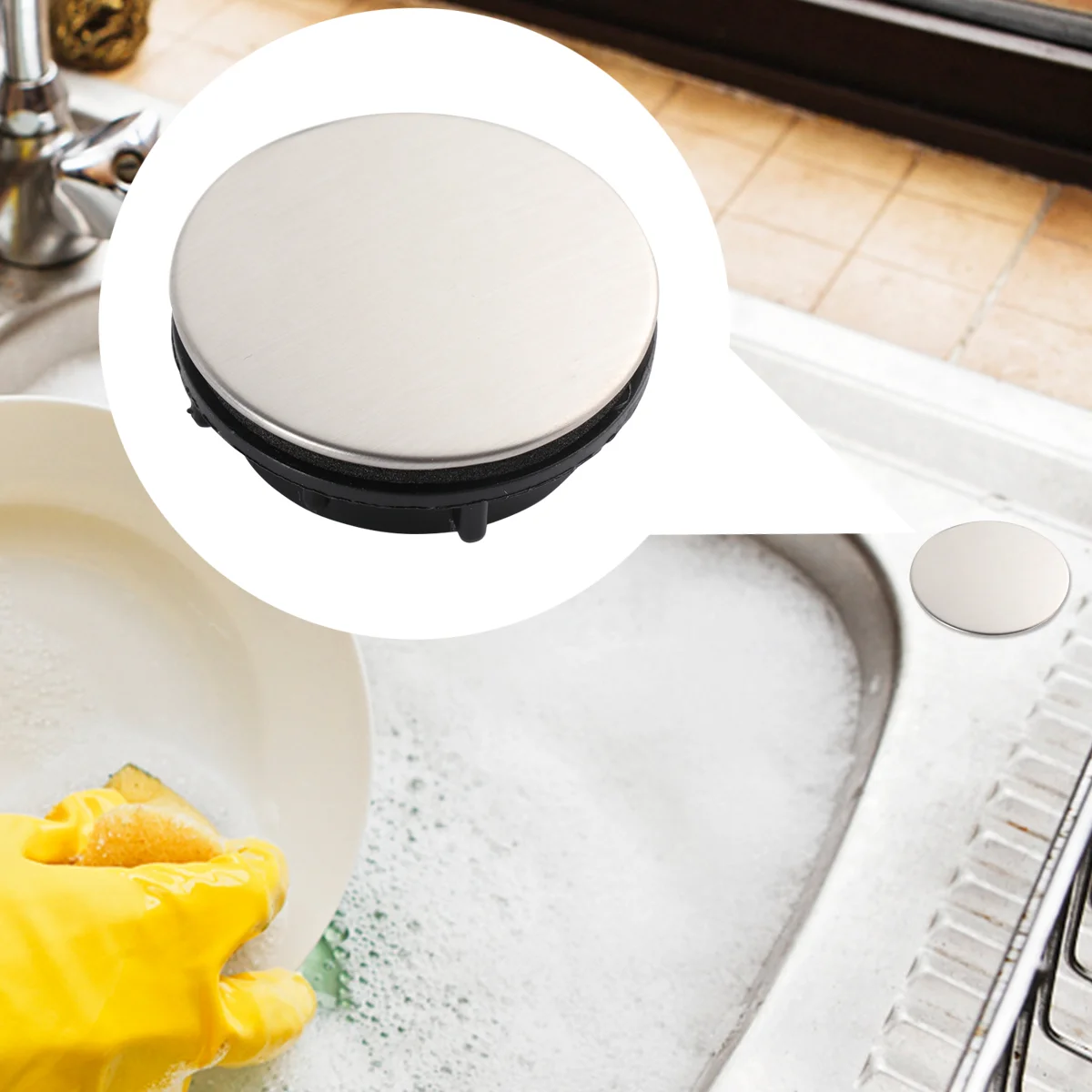

2 Pcs Stainless Sink Kitchen Blanking Metal Plug Accessories Hole Cover Stopper