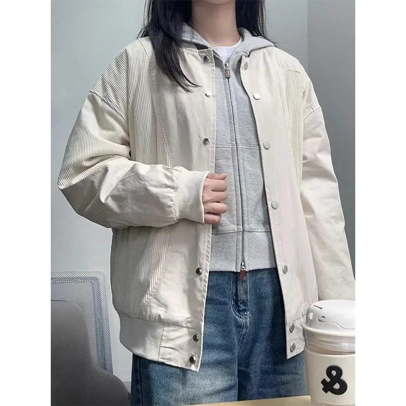 Вельветовая лоскутная куртка 2024 новая весенне-осенняя бейсбольная для женщин