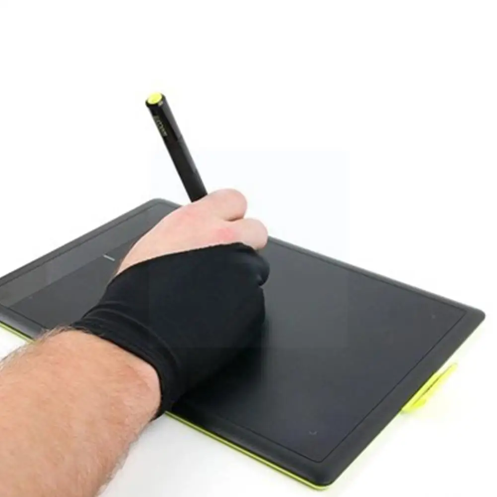 

Black Glove With Two Fingers Anti-fouling Drawing Painting Artist For Any Graphics Drawing Tablet S6a3