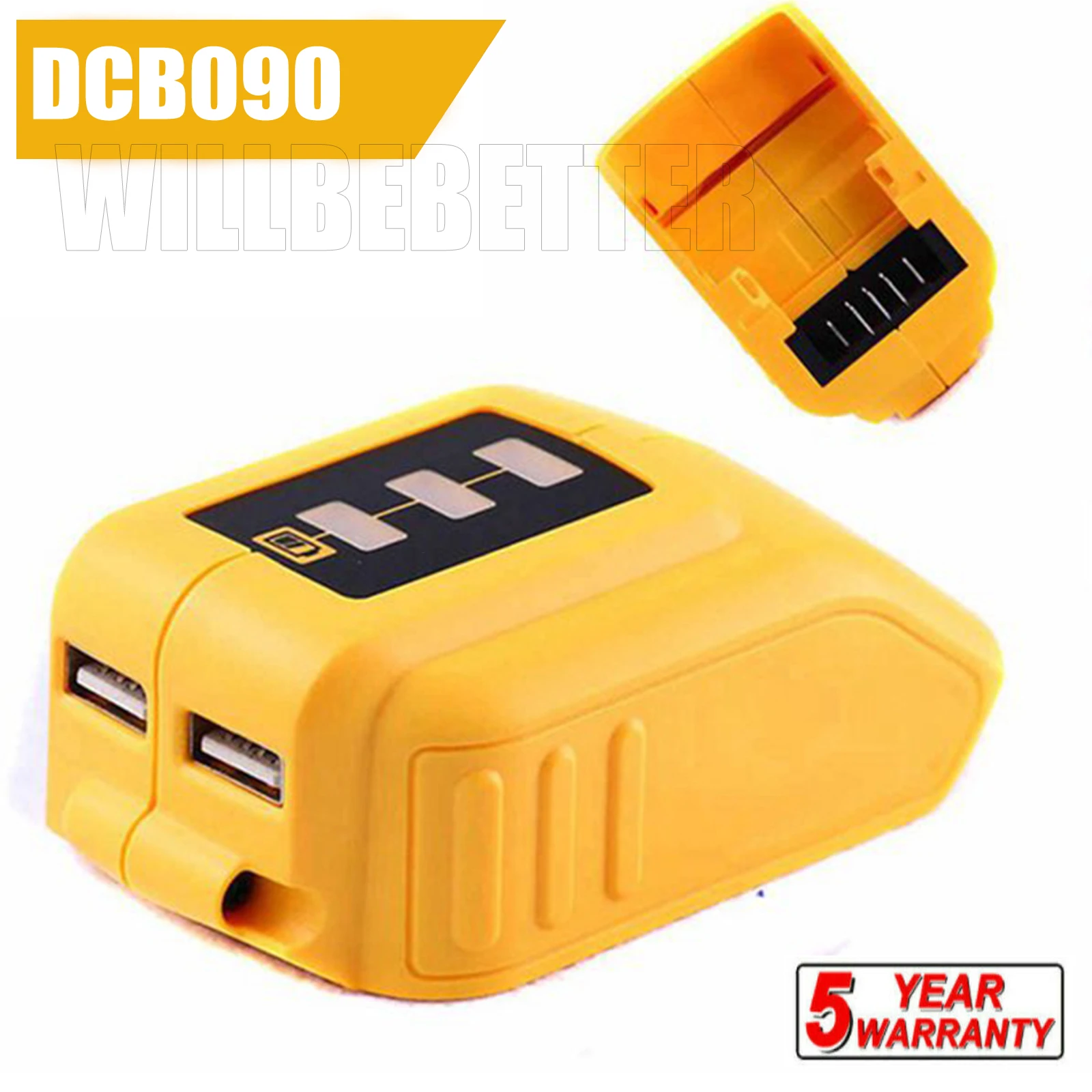 USB Converter Charger For DEWALT 14.4V 18V 20V Li-ion Battery Converter DCB090 USB Device Charging Adapter Power Supply