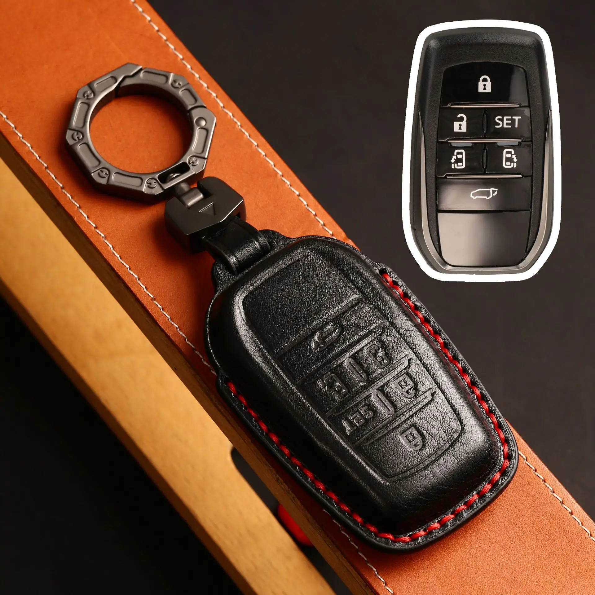 

Кожаный Автомобильный брелок для ключей, аксессуары для TOYOTA Sienna RAV4 VENZA Mirai, гибридные автомобили Alphard PREVIA Voxy