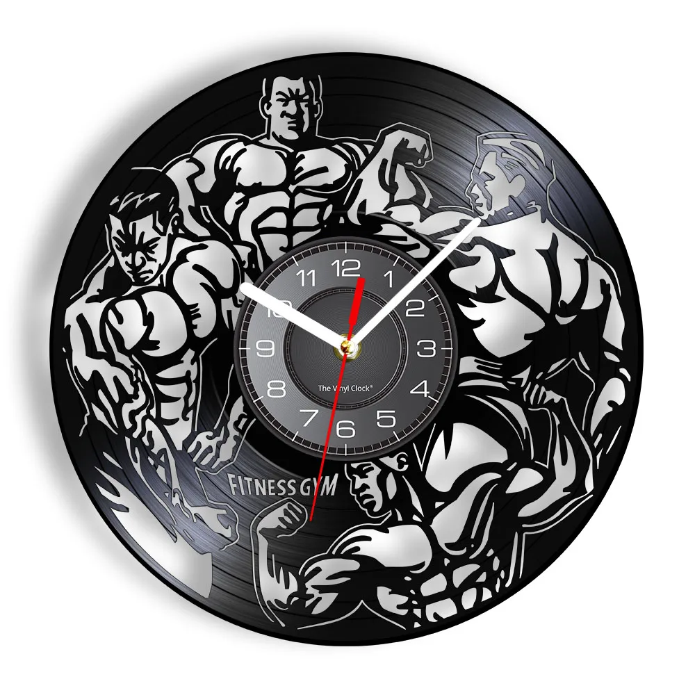 

Fitness Gym Silent Quartz Wall Clock Fitness Bodybuild Vinyl Record Wall Clock Watch Sport Room Wall Decor Sign Sportsman Gift