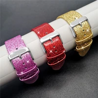 flash leather strap for apple watch band 45mm 41mm 44mm 42mm 3840mm shiny glitter women bands for iwatch series 7 6 5 4 3 se