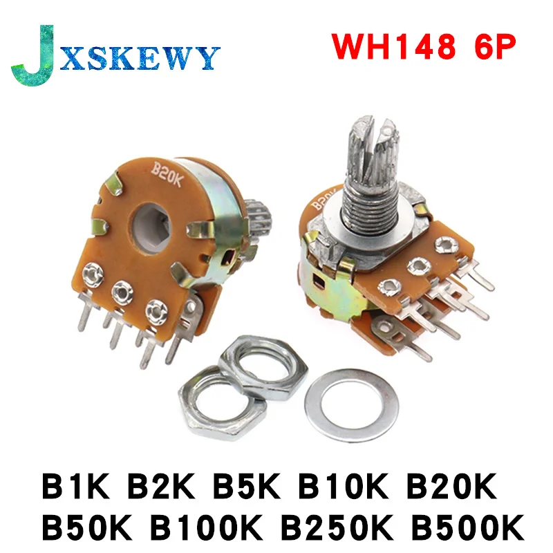 Усилитель 5 шт. WH148 B1K B2K B5K B10K B20K B50K B100K B500K 6 контактов двойной стерео-Потенциометр 1K