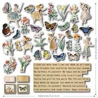 51pc girl butterfly vintage cardstock die cuts collection kit scrapbooking planner craft card making journaling project new 2022