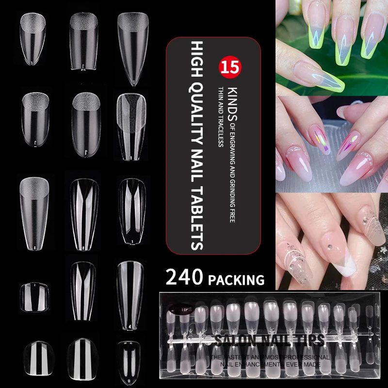 

Extension False Nail Tips Nail art folding seamless gel tips nail short ballet trapezoid engraving-free grinding nail PVC Boxed