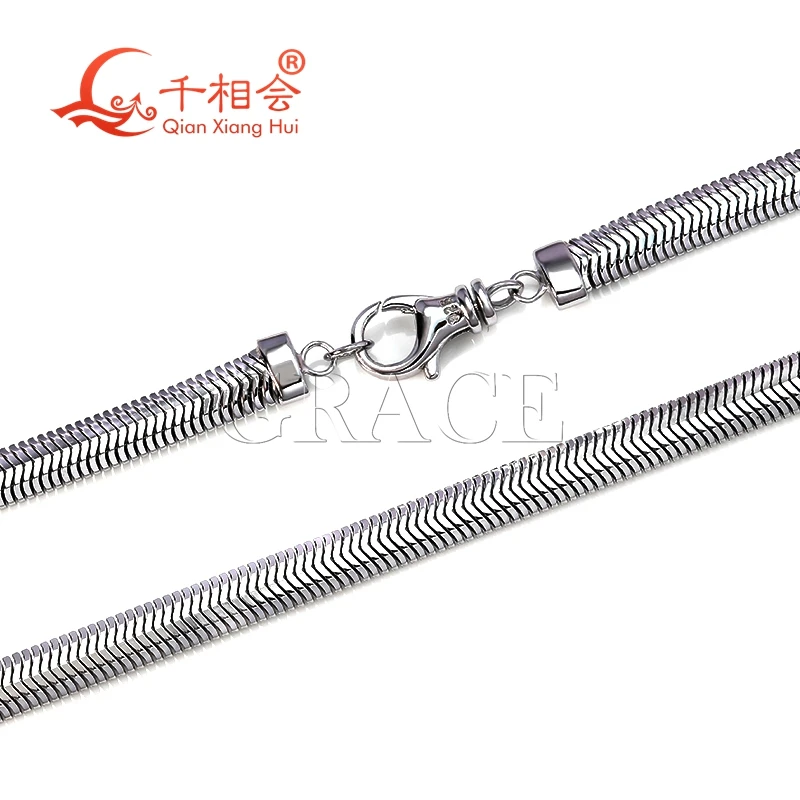 Necklace 4mm width flat  Woven snake bone chain  925 Silver Sterling  Trendy men women Hip Hop Link Chain jewelry