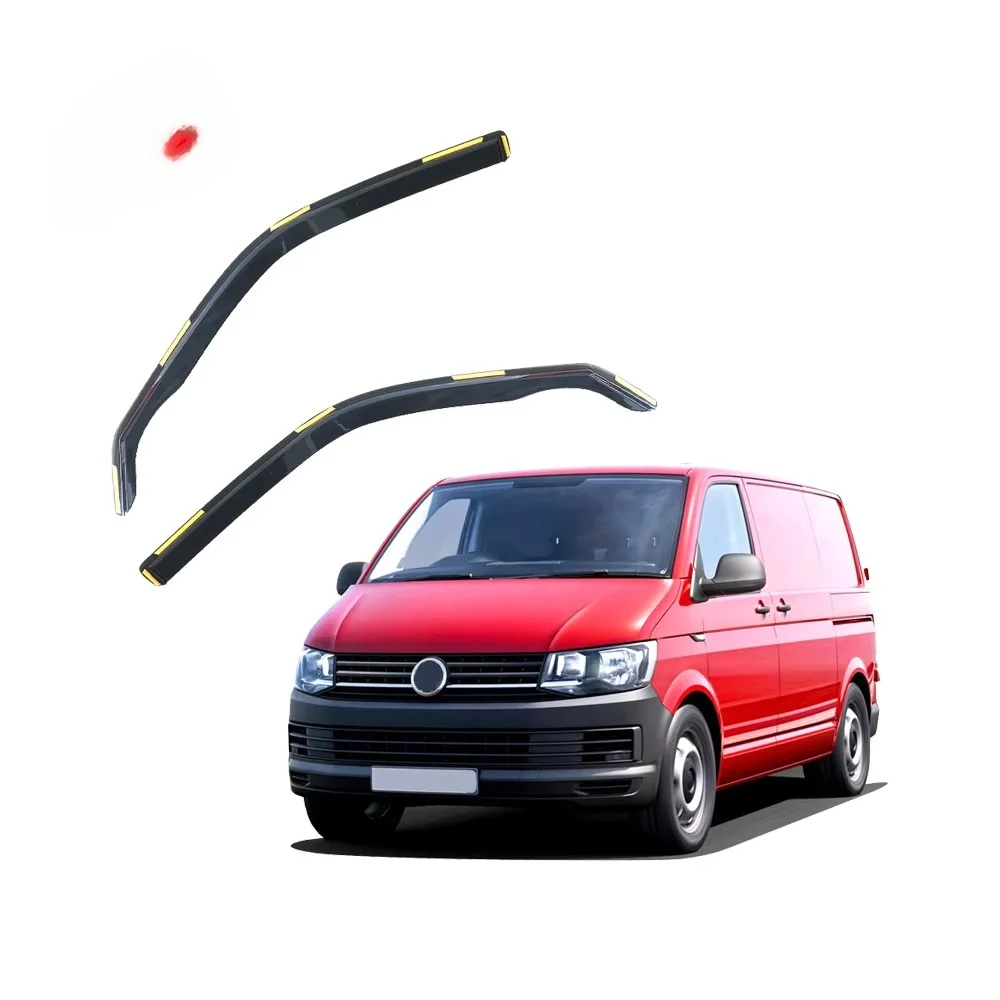 Фото Премиальные ветровики (дефлекторы окон) для Volkswagen Transporter 2003+ T5 T6, прямой монтаж, простая установка, защита от дождя №2