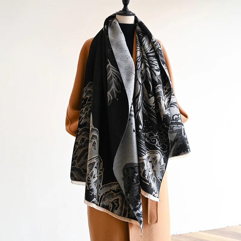 2024 дизайнерская зимняя теплая кашемировая шаль модный шарф женский из пашмины